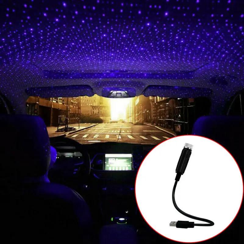 LED 자동차 지붕 스타 라이트 인테리어 LED 별이 빛나는 레이저 분위기 주변 프로젝터 USB 자동 장식 밤 홈 장식 갤럭시 조명
